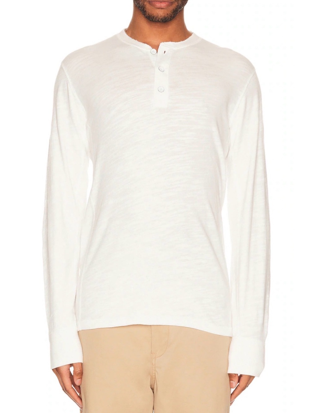 Rag & Bone Men’s Classic Henley in White Long Sleeve Top